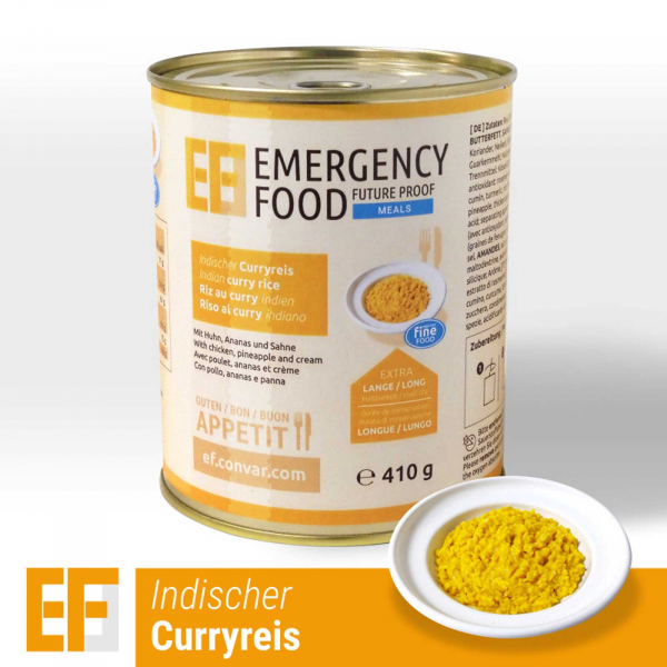 EF Meals Indisches Curryhuhn (410g) in BPA freier Dose verpackt